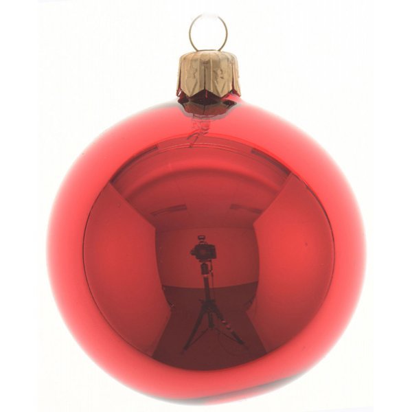 Χριστουγεννιάτικη Γυάλινη Μπάλα Οροφής Κόκκινη Γυαλιστερή (15cm)